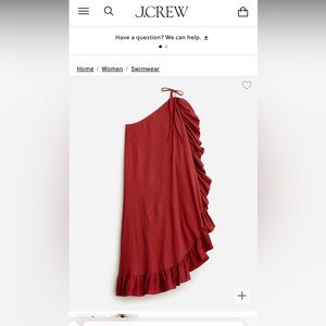 NWOT JCrew XS one shoulder swim cover up dress in warm chimney